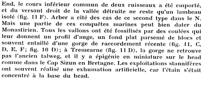 Fig.  12.  »—  Gryoturbation  quaternaire  (croquis  d'après  nature).  .  ,  v  A :  sol injecté  et plissé près  du  Colvannik Tor (Bodmin Moor)