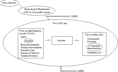 Fig. 1. General scheme of the data check procedure including the different tests applied on the data belonging to the Data Set Includ- Includ-ing/Excluding Flagged Records (DSIFR/DSEFR).