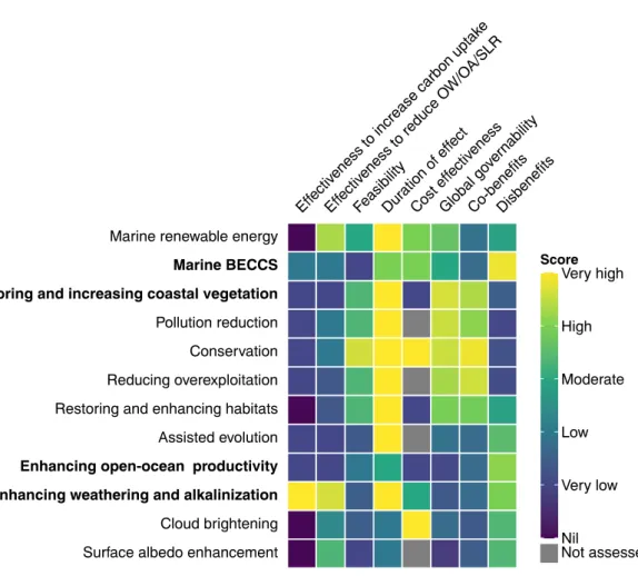 Figure 1. Fig. 1- Assessment of ocean negative emissions approaches (in bold) compared with other ocean-based measures