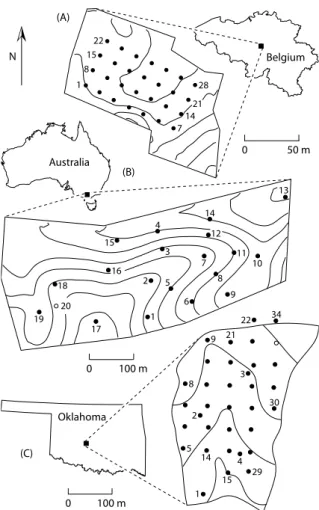 Fig. 1. Location of the study areas and observation sites.