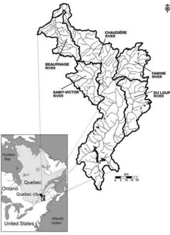 Fig. 1. The Chaudi`ere River watershed.
