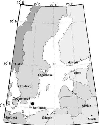 Figure 1. Map of the Baltic Sea and location of the one-dimensional model.