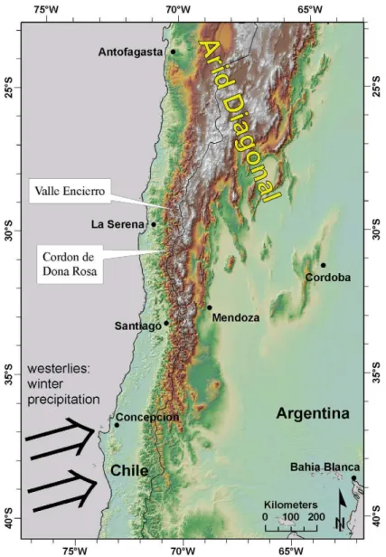 Fig. 1. Location of the research area Cordon de Do˜na Rosa, as well as our previous research area Valle Encierro