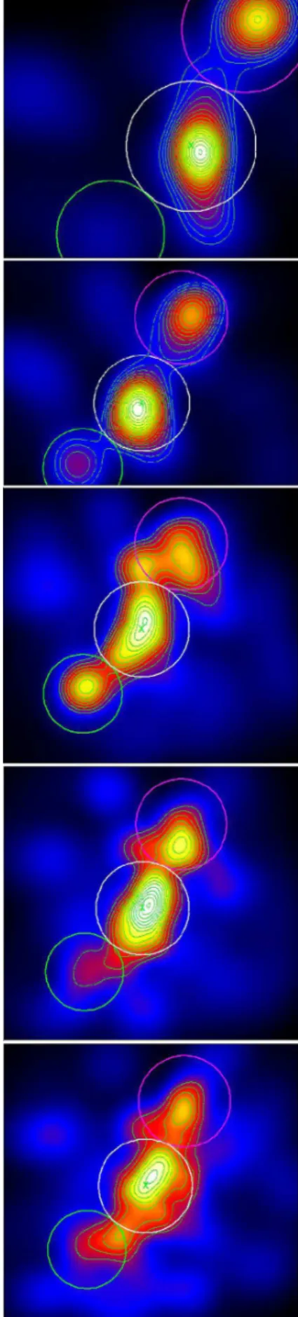 Fig. 7. Galaxy density maps with various magnitude limits (chosen arbi- arbi-trarily, for magnitudes without any extinction correction)