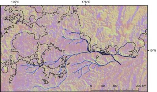 Fig. 4 shows the mapped channel system and simulated ﬂow directions highlighting that the valley system may continue severalFig