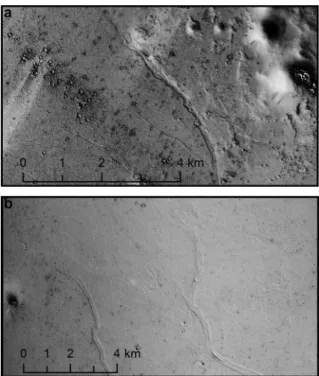 Fig. 8. CTX image P04_002423_1904_XI_10N184W showing the conﬂuence north of proﬁle ‘d’ in Fig