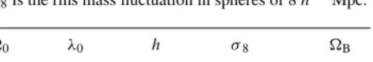Table 1. Parameters of the cosmological model. h is the Hubble constant at present in units of 100 km s − 1 Mpc − 1 