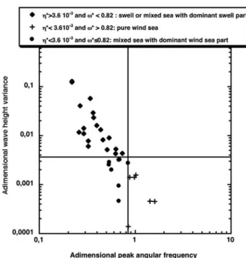 Figure 1. Adimensional parameters h* and w* (equation (1)) estimated from the buoy observations collected during the STORM flights