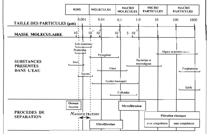 Table  7  Place de la  nano filtroliolJ  dcm$ les techniques de filtration  il  m embrane 