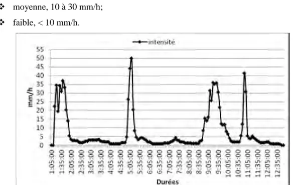 Figure 14: hyètogramme de la pluie du 10 Août 2010 