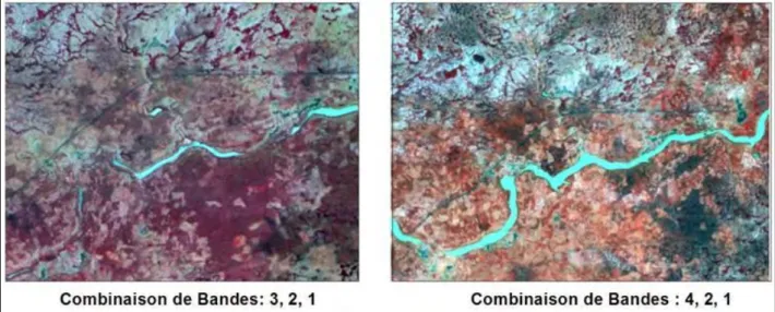 Figure 2: combinaison de bandes spectrales des images satellites traitées 