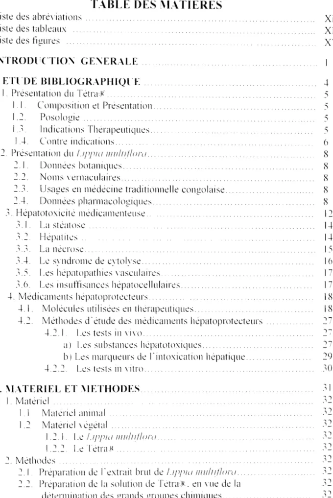 TABLE  DES  'IATIERES 