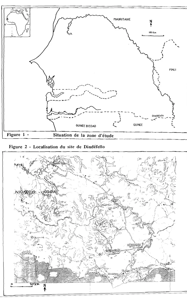 Figure 1 - Situation de la zone d'étude Figure 2 - Localisation du site de Dindéfello