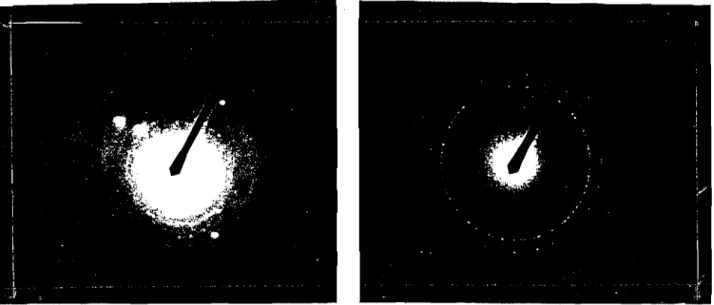 Figure 9 : Microphotographies (MET: diffraction électronique) des solides ~h (Pd(Si02) et ~i (NiJSi02) ~h (Pd(Si02) ~i (Ni/Si02) 