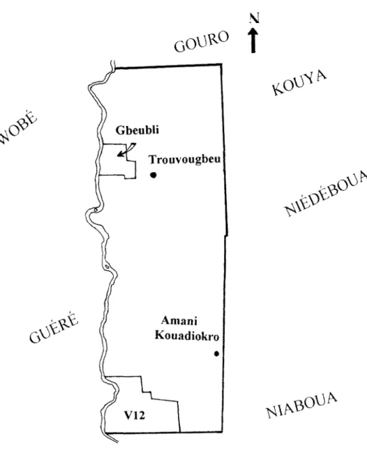 Fig.  17.  Groupes ethniques autochtones riverains de la  Forêt Classée du  Haut-Sassandra 