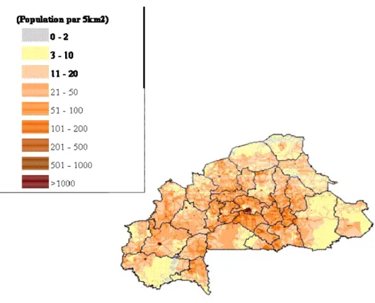 Figure 2: situation démographique (habitant par 5km 2 ) 