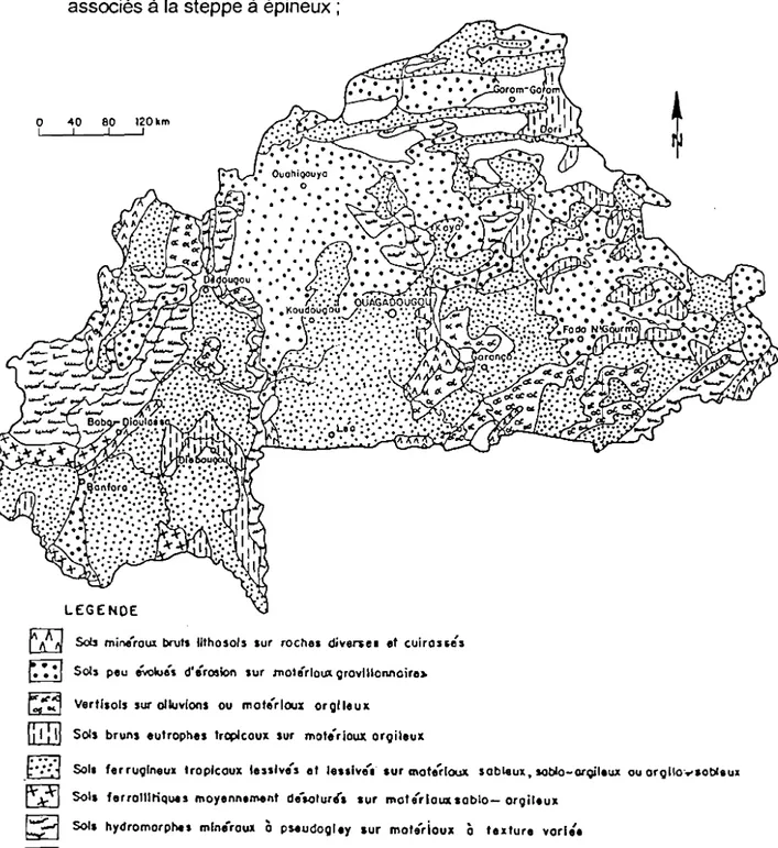 Figure 2 . Les sols du Burkina Faso (d'après le Bureau National des Sols,1988)