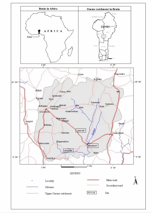 Figure 1 Map: Location of the project area Upper Ouémé Catchment 