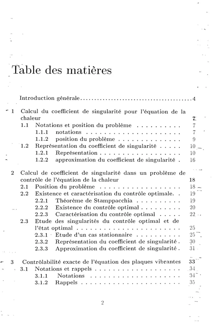 Table  des  rnatières 