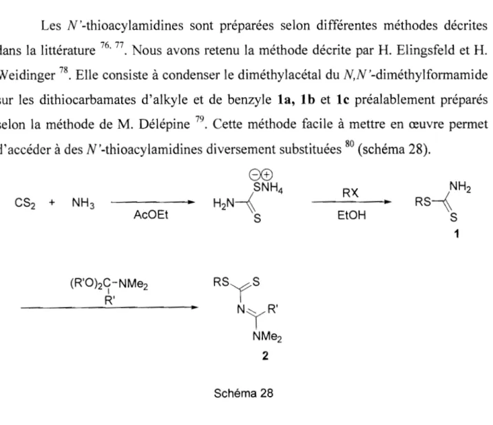 Tableau II  : Rendements des composés 1 et 2 