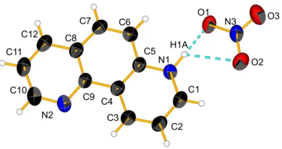 Fig. S2. Molecular structure of 3b. Displacement ellipsoids are drawn at 50% probability  level and H atoms are represented by spheres of arbitrary size