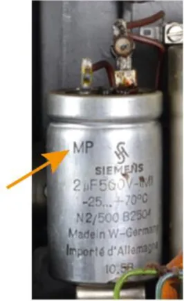 Figure 40 : Exemple de condensateur à tubes en papier métallisé « MP »  