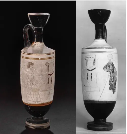 Figure 10 a, b. White ground lekythos (440-435 BCE). London, The British Museum  1920,1221,3