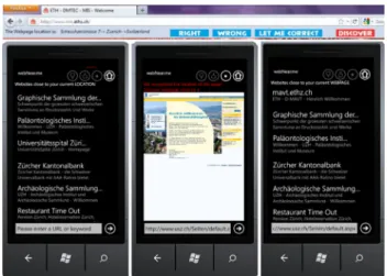 Fig. 6 Local Browsing mobile app for windows phone with tags (left) and results (right)