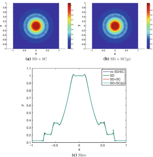 Fig. 11 Radial shock tube for Euler equations, density, p = 1 , N c = 13 , 440, t = 0 