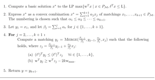 Fig. 4 Obtaining a feasible matching y ∈ M for k-budgeted matching with w T y ≤ w ( O P T ) − (k+3)k 2