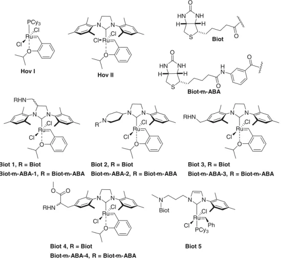 Fig. 1 Biotinylated metathesis catalysts used in this study