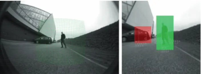 Figure 4: Example of a front fisheye camera image (on the left) and the related un-warped image used in the “Stereo Object