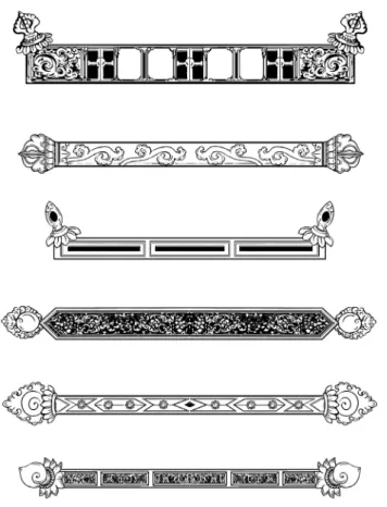 Figure 2: Different forms of iconographic representation of the ga ṇḍī beam. 86
