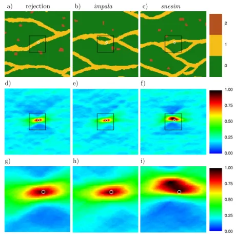 Fig. 6 Results for the situation with one hard datum of value 1 (channel) located as shown in the bottom row of Fig