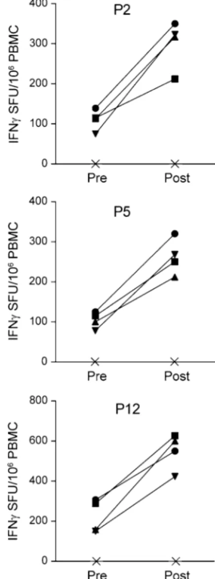 Fig. 5 MAM-A cDNA vaccination significantly enhances T cell responses to the novel MAM-A-derived peptides in breast cancer patients