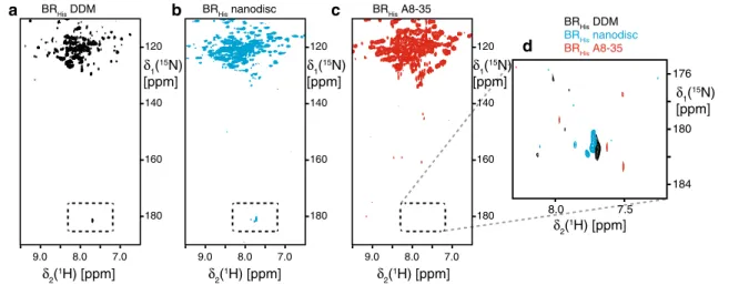 Fig. 4 Differential interaction between an N-terminal poly-His tag on bacteriorhodopsin and selected surfactants