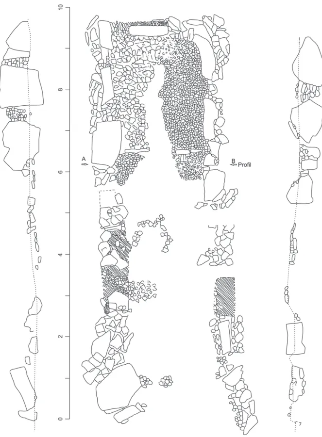 Abb. 3: Westliche Innenseite, Planum Schicht 10 auf Niveau des Pflasters, östliche Innenansicht (nach Wurm et al