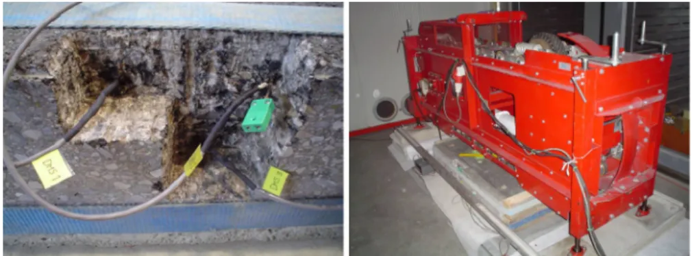 Fig. 4 Taking of the slab from the experimental pavement after MLS10 testing and coring