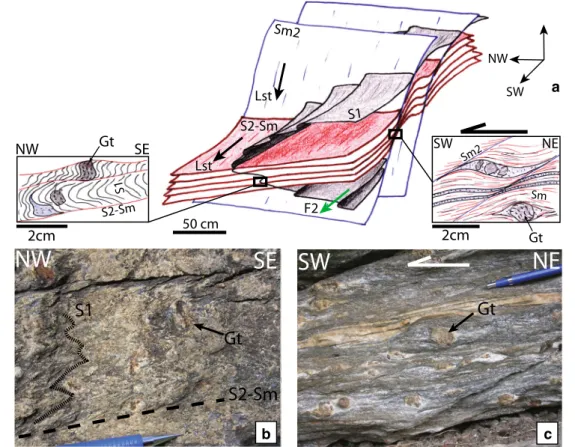 Fig. 6 Overprint of earlier deformation structures by the SFZ.