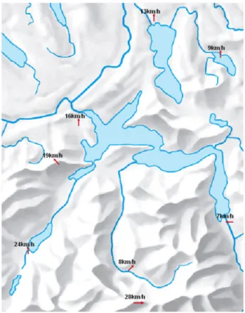 Fig. 9 Clipped screenshot of a map generated in GIN. Each arrow represents a measuring station