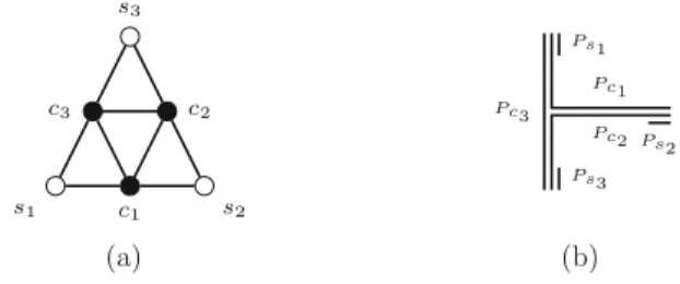 Fig. 6. The graph G 1 and a [ ,  ]-EPG representation of it.