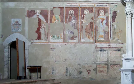 Fig. 6. Secuencia de pinturas murales, cerca de 1360. Asciano, iglesia de San Francesco (foto: autor)