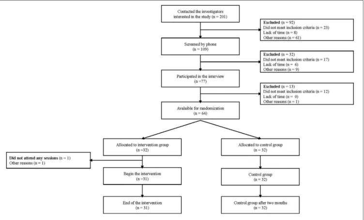 FIGURE 1 | Participant flow chart from recruitment until post-treatment measures.