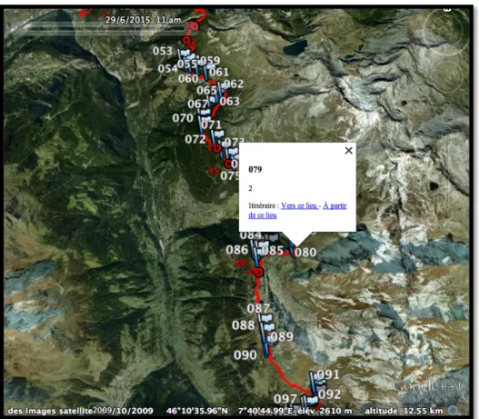 Fig.   13   :   Une   partie   des   «   waypoints   »   sur   le   parcours   de   Sierre-­‐Zinal                                                                           