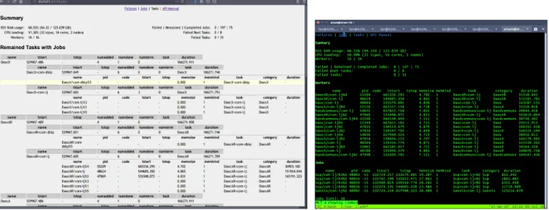 Fig. 3. WebUI quired from the Firefox browser as http://host/tasks. Fig. 4. WebUI quired from the w3m console browser using a simple filtering query: $ w3m http://host/jobs?flt=tstart.