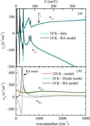 FIG. 2. Panel (a) shows the 10 K data for the Y123 sample with p ≈ 0.115 (cyan lines) and the MLM model based fit (black lines) over an extended spectral range