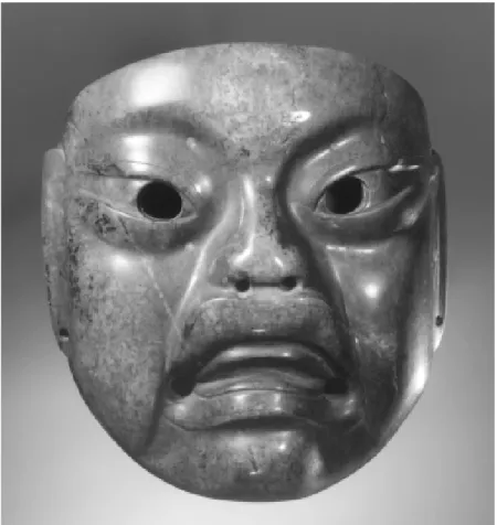 Fig. 8 Jade mask with remnants of guiding drill holes at the edges of the eye orbits (after The Olmec World 1995: 266, no