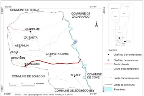 Figure 1: Carte de situation géographique et administrative de la commune  de Za-Kpota.0 