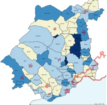 Figure 4: Les 62 communes du district de Morges 