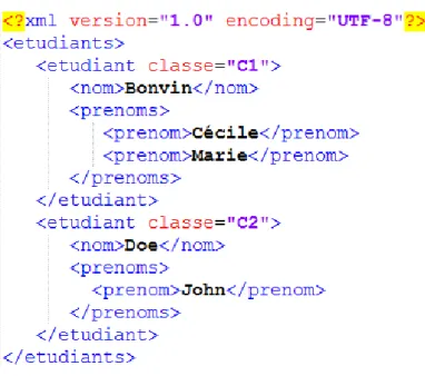 Figure 13 : XML - Exemple structure 